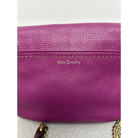 Vera Bradley Carson Deep Pink Pebbled Leather Mini Crossbody Saddlebag - Picture 3 of 11